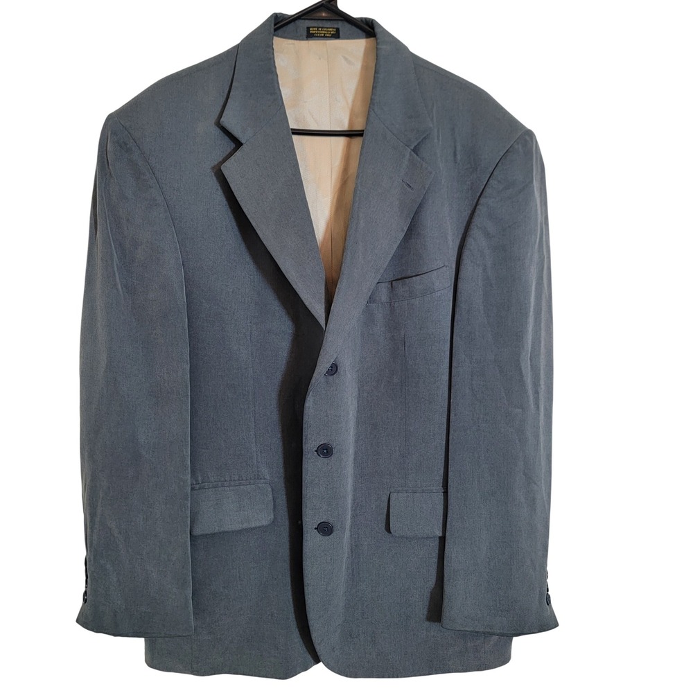 Oscar de‎ la Renta Mens 42R Blazer Slate Blue 100% Tencel 3-Button Jacket Suit